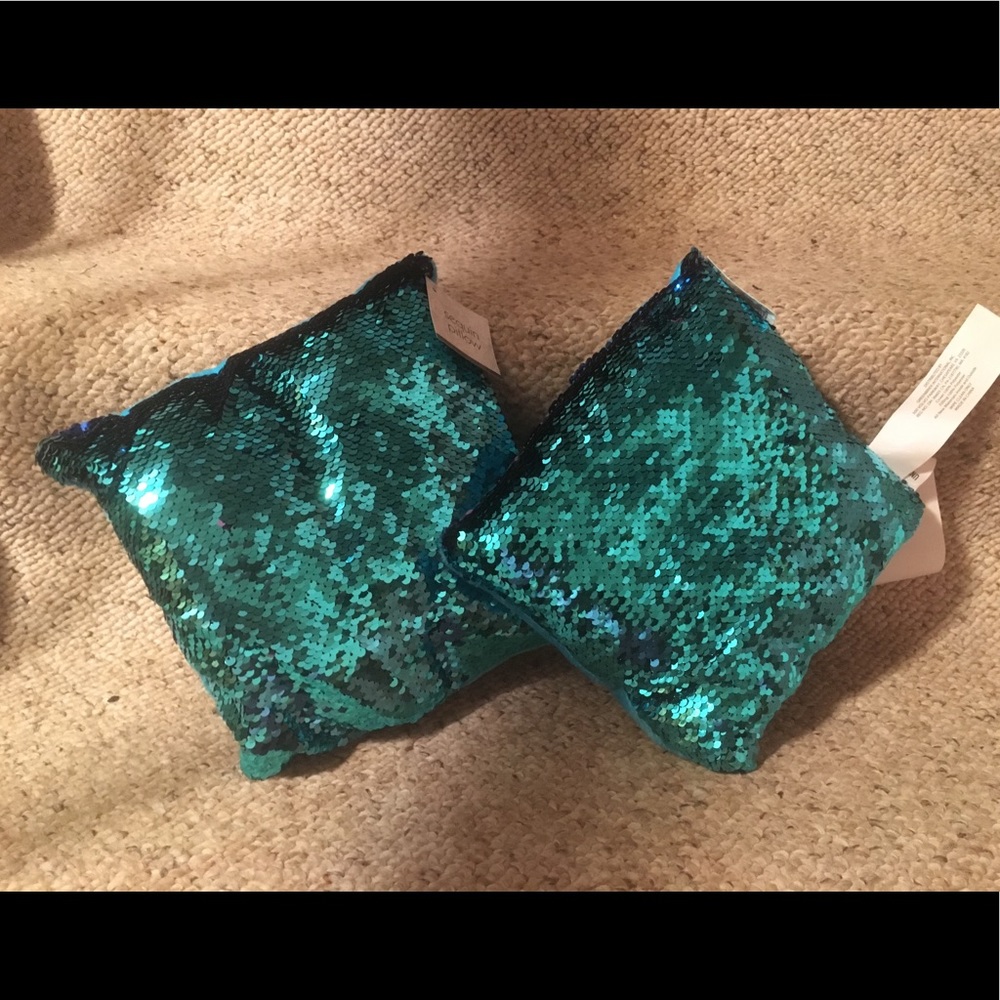 Turquoise & Purple Reversible Sequins Pillow